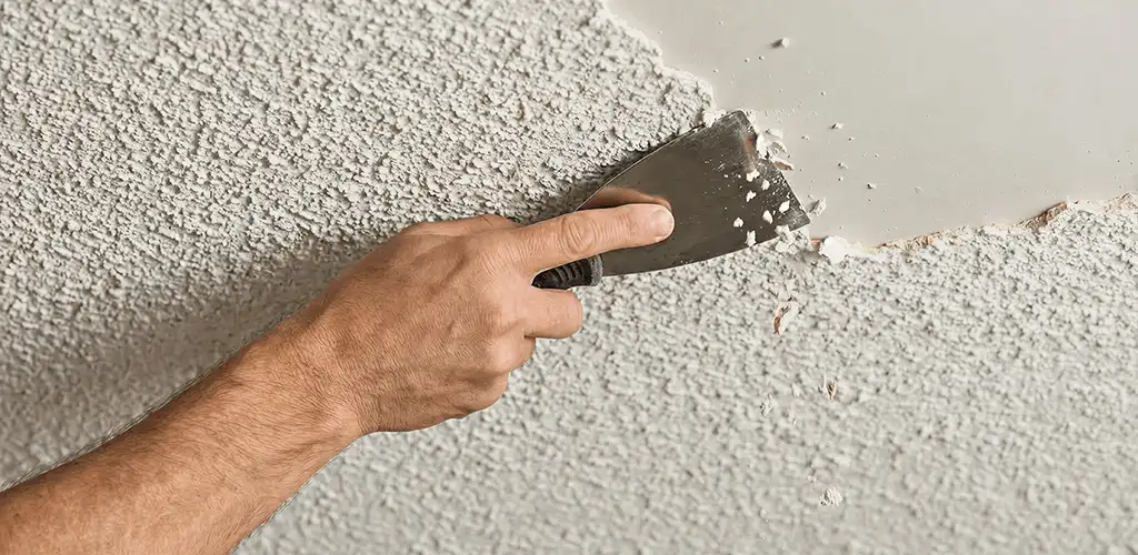 Popcorn ceiling removal scraping off textured ceiling finish in Colorado Springs, CO