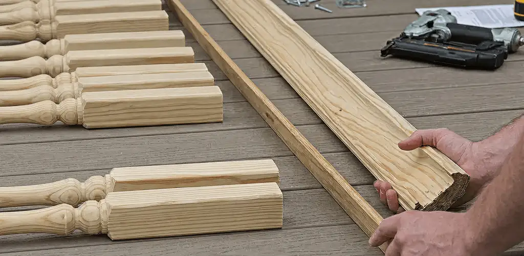 Handrail installation materials and wood components for stair rail work in Colorado Springs, CO